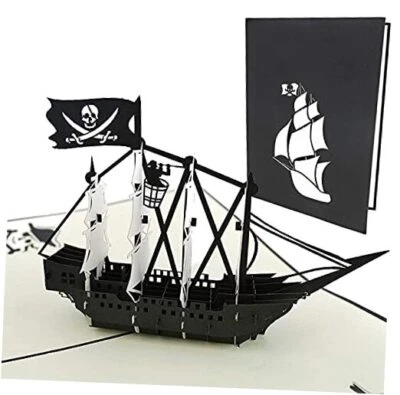  Black Pirate Ship Pop Up Card for All Occasions - Happy Birthday, Graduation,  - Image 1 of 4