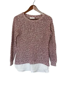 Calvin Klein Women's S Burgundy White Knit Scoop Neck Sweater - Picture 1 of 4