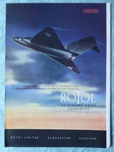 12/1952 PUB ROTOL ACCESSORY DRIVE EQUIPMENT GLOSTER GA.5 RAF FIGHTER ORIGINAL AD - Imagen 1 de 1