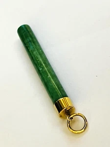 Jadeite Jade Lingguan Cylindrical Pendant 18K Gold - Imagen 1 de 15