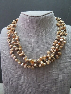 Collar Granate Citrino Amatista Perla Multi Hilo 18" 14k Cierre Foto 1 de 4