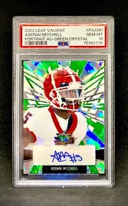 2022 Adonai Mitchell Leaf Valiant Autographs Green Crystal #PA-AM1. /30. PSA 10. - Picture 1 of 3
