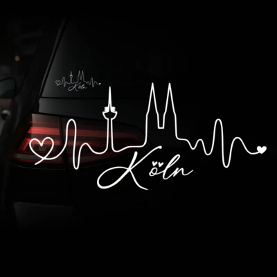 UNIDAMO Köln Skyline Herzschlag Aufkleber Auto | Farben Größen | Cologne | Sticker 747
