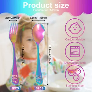 10 Pcs Toddler Utensils Stainless Steel Kids Silverware Set Colorful wevOY - Picture 1 of 6