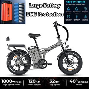 48V 40.5AH Large Battery Foldable E-Bike 120 Miles 1800W Safe Tec BMS Protection - Picture 1 of 18