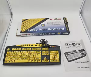 Keys-U-See YKB-LP-YUSB Large Print USB Wired Keyboard Black Yellow Number Tested - Picture 1 of 7