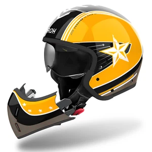 Airoh J110 Convertible ECE2206 Motorcycle Motorbike Helmet Command Yellow Gloss - Picture 1 of 4