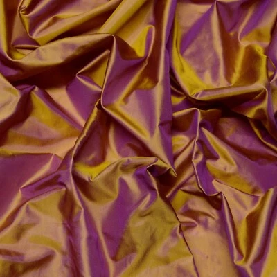 Gold/Lilac Tissue Taffeta, 100% Silk Fabric, 44" Wide, By The Yard (TS-7334) - Image 1 of 3