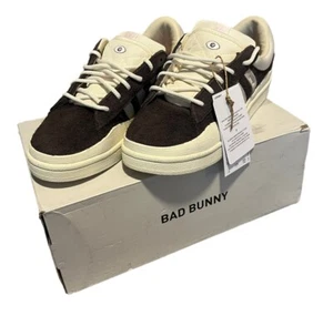 Bad Bunny Adidas Campus C Shoe Dark Brown Cream White Pink Childrens Youth Sz 2 - Picture 1 of 12