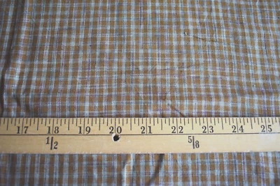 HOMESPUN PLAID BROWN TAN & OTHER COLORS  100% COTTON FABRIC  23X44  INCHES - Image 1 of 2