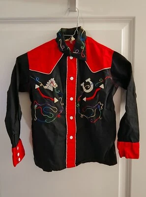 Vintage Childrens Western Chain Stitch Shirt Esskay 1950s Cowboy With Pants - Image 1 of 4