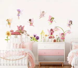 Flower Fairy Garden Sunflower Mushroom Baby Nursery Wall Decal girl room gift - Bild 1 von 6