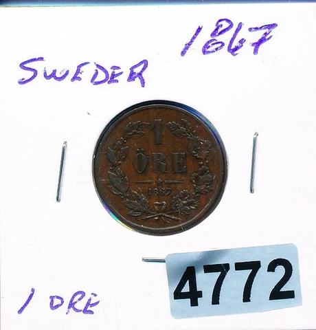 SWEDEN - 1867 - 1 ORE - NICE STRIKE K720  - #4772 Cover