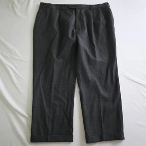 Jos A Bank 42x30 Gray Glenn Check Pleated Cuffed 100% Wool Mens Dress Pants - Picture 1 of 9