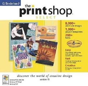 Print Shop Select 15 Pc Brand New Cd Rom Sealed In A Paper Sleeve XP - Picture 1 of 3