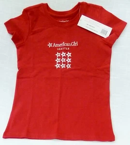 T-shirt top per bambina di American Girl rossa SEATTLE taglia 7/8 cotone per tutti i giorni - Foto 1 di 4