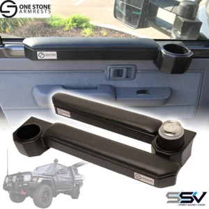One Stone Armrests Black To Suit 70 Series Land Cruiser Full Set (driver + passe - Picture 1 of 4