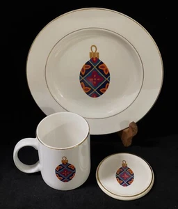 Gibson Designs WESTCLIFF Ornaments Set A, 3 Piece Salad Plate, Mug & Warmer Lid - Picture 1 of 3