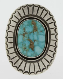 8.75 - High Grade Natural Birdseye Kingman Turquoise Ring By Calvin Martinez - Picture 1 of 4