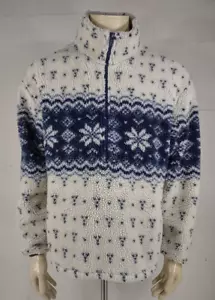 Vintage L.L. Pile Bean blu bianco Fair Isle pesante pile profondo 1/4 zip Large - Foto 1 di 11