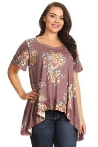 Women Plus Size Short Sleeve Tunic Top Scoop Neck - Made in USA - Picture 1 of 7