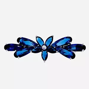 BLUMENSPANGE Haarspange Haarnadel aus Swarovski Kristall dunkelblau M31 - Bild 1 von 4