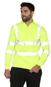 Felpa con cappuccio Hi Viz Vis giacca ad alta visibilità abbigliamento da lavoro mezza cerniera taschino pile con cappuccio - Foto 1 di 10