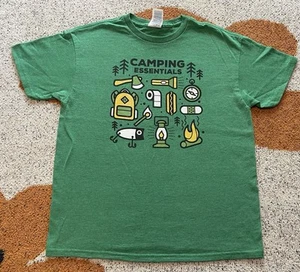 Kids Youth Small Green Delta Camping Essentials Tee - Picture 1 of 7