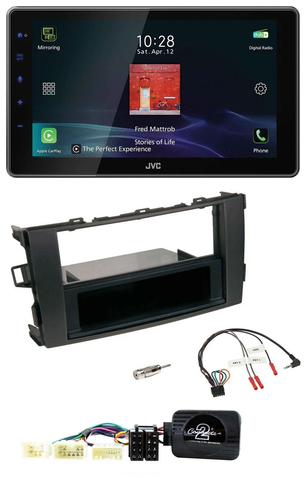 JVC DAB Lenkrad Bluetooth USB Autoradio für Toyota Auris 2007-2011 schwarz - Bild 1 von 4