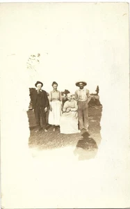 vintage antique real photo postcard RPPC men women apron shadow - Picture 1 of 1