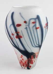 Vintage Post Modern signierte M MOHR '85 Studio Kunst Glas Vase 9" hoch - Bild 1 von 8
