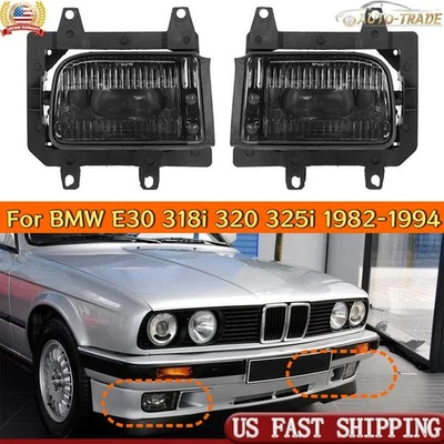 Smoked Front Bumper Fog Light Lamp DRL For BMW E30 318i 320 325i 1982-1994 Foto 1 de 4
