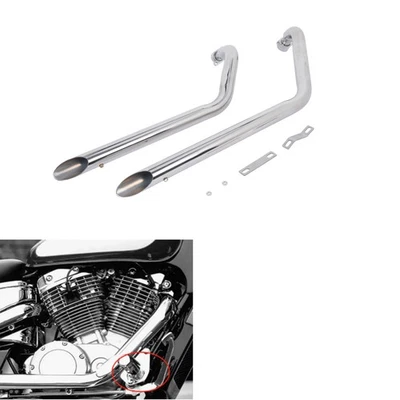 Chrome Shortshots Staggered Exhaust Pipes for Honda Shadow 1100 VT1100C Dragstar - Image 1 of 4