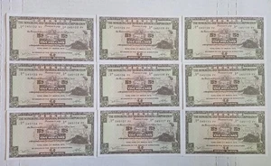 9 Consecutive Numbered, Uncirculated March 1975 Hong Kong 5 Dollar Notes - Picture 1 of 10