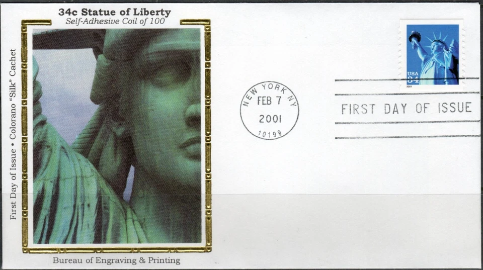 US Scott #3477  Colorano "Silk" Cachet, "Statue of Liberty", FDC - Image 1 of 1