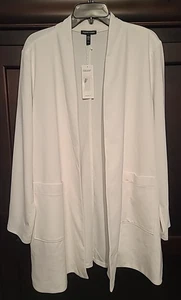 Eileen Fisher Washable Flex Ponte Open Front Jacket Sz XL Long Sleeve White NWT - Picture 1 of 5
