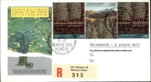 1988 UNO GENF United Nations "Rettet den Wald" FDC Einschreiben Zettel GENEVE - Picture 1 of 2