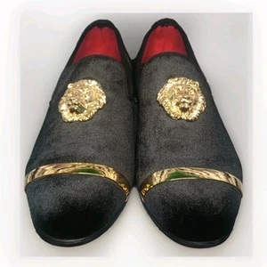 Men's Versace Like Black Red Loafers, Sz 12.5 - JITAI - Picture 1 of 24
