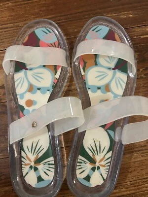 Sandalias Ted Baker transparentes gelatina blancas correas talla 39 patrón floral sin cordones Foto 1 de 4