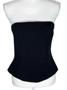 WHITE HOUSE BLACK MARKET Ponte Bustier Top Black Sz 12 NWOT - Picture 1 of 6
