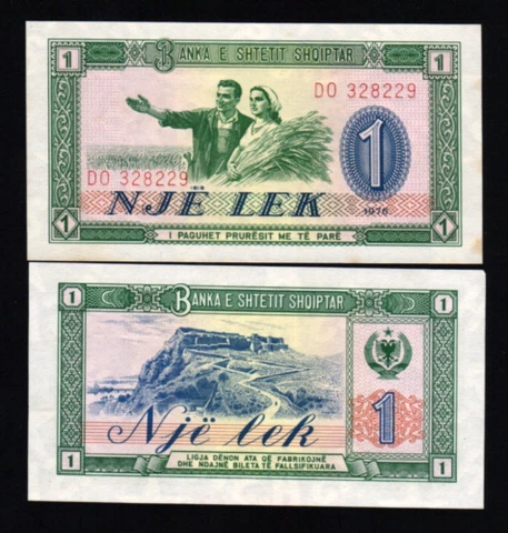 Albania 1 LEK P-40 1976 x 100 Pcs BUNDLE Lot UNC Albanian World Currency Money Cover