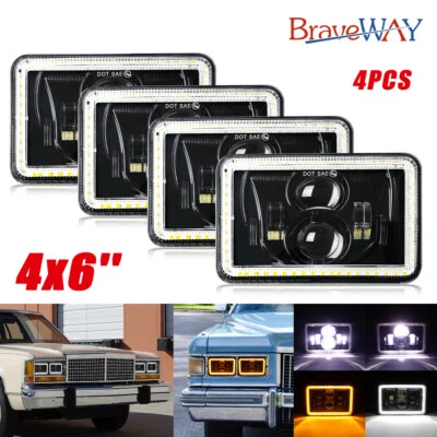 DOT For Chevy Camaro Caprice 4PCS 4x6"Inch LED Headlights Hi/Lo Sealed Beam DRL - Image 1 of 4