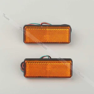 2PC 27 Amber LED Motorcycle Rectangle Reflector Brake Marker Tail Rear Light #J2 - Picture 1 of 7