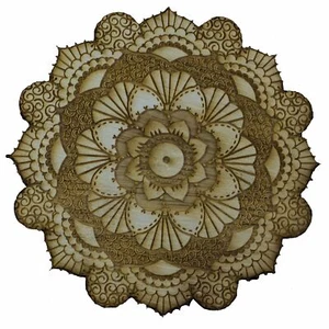 Henna Flower Raw Wood Coaster/Disc qty 1 - Picture 1 of 1