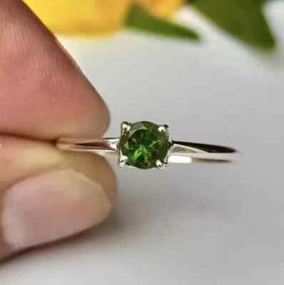 14k Gold Plated 925 Sterling Silver Natural Tourmaline Round Cut Solitaire Ring - Image 1 of 4