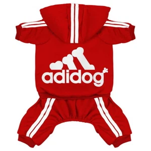 Adidog Pet Dog Cute Clothes Tracksuit Hoodie Coat 2-Leg Pullover 4-Leg Jumpsuit - Picture 1 of 13
