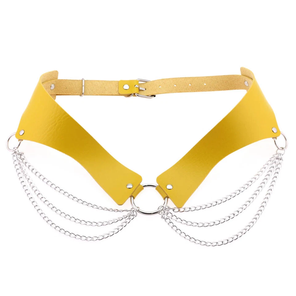 Rock Punk Faux Leather Triple Chain Belt Waistband Body Harness Chic Accessory - Image 1 of 4