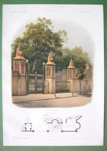 BERLIN Villa of Industrialist Ravene Main Entrance by Arch. Ende - 1865 Print - Picture 1 of 1