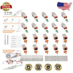 Versatile 4-Pin Electrical Connectors with Solid Copper Contacts - 10 Sets - Picture 1 of 8