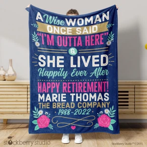 Retirement Blanket Personalized Gift for Women Leaving Job Farewell Present Mom - Picture 1 of 7